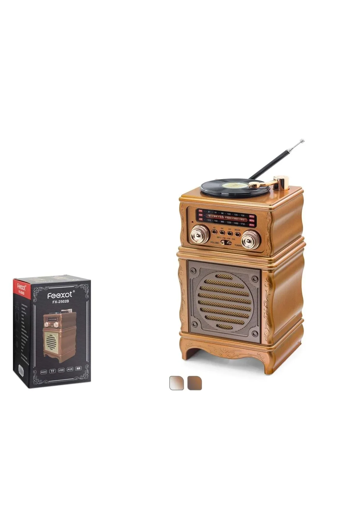 Nostaljik Ahşap Görünümlü Radyo - Bluetooth Hoparlör, Usb/sd/aux Girişli Şarjlı Retro Radyo