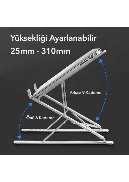 iDock N8 Çift Taraflı Ayarlı Katlanabilir Alüminyum Laptop Standı - Görsel 3