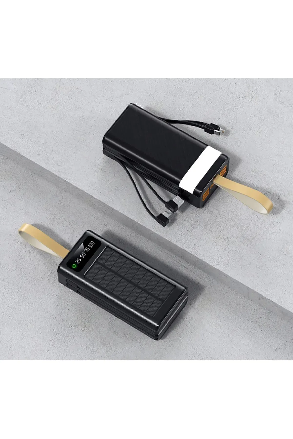 Solar 30.000 Mah Güneş Enerjili Led Işıklı Powerbank Şarj Aleti 4xUsb Çıkış Çoklu Şarj Çıkışı Kablo - Görsel 4