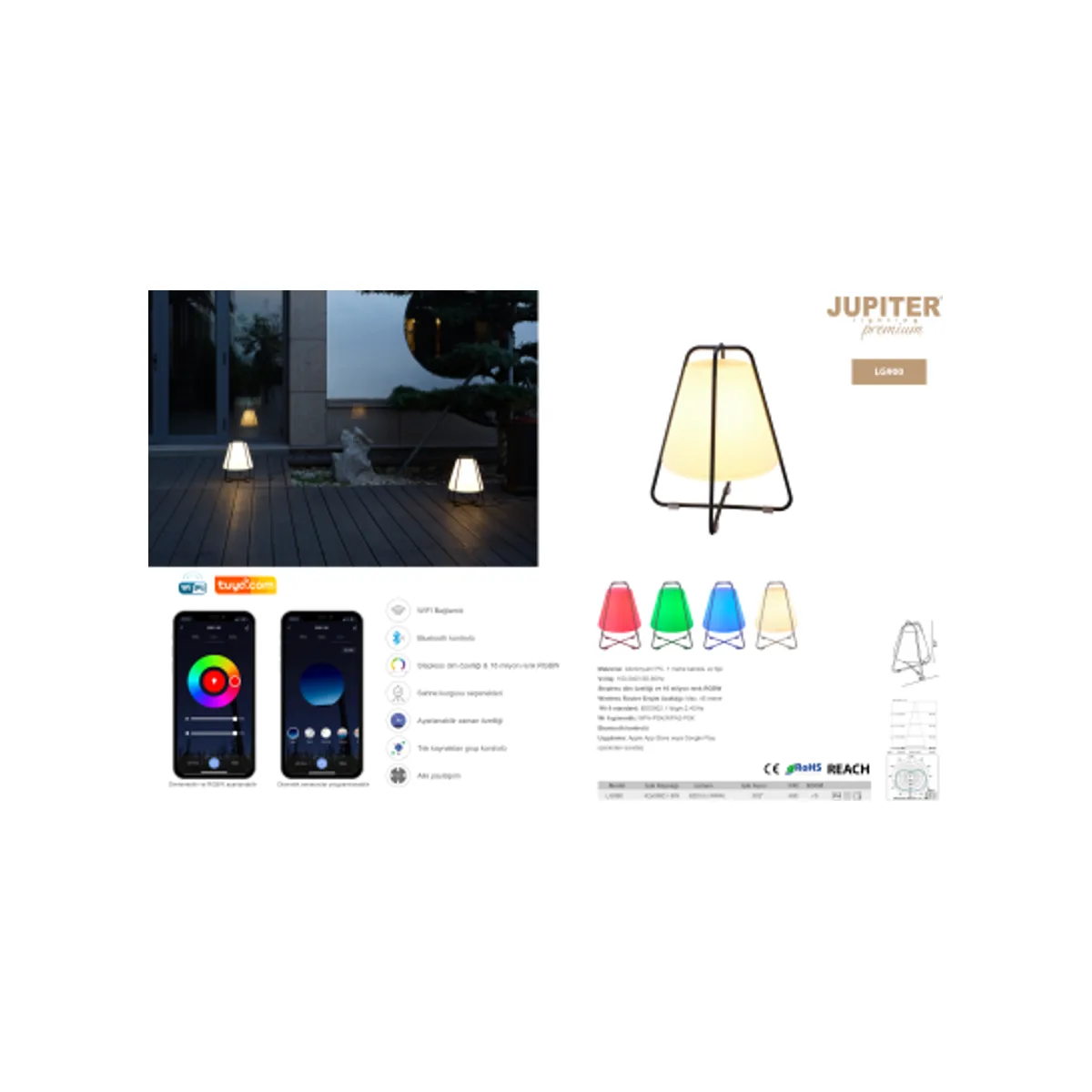 LG900 LED Dekoratif Taşınabilir, Renk Değiştirme Özellikli Armatür (WIFI Bağlantılı& Bluetooth Özell - Görsel 3