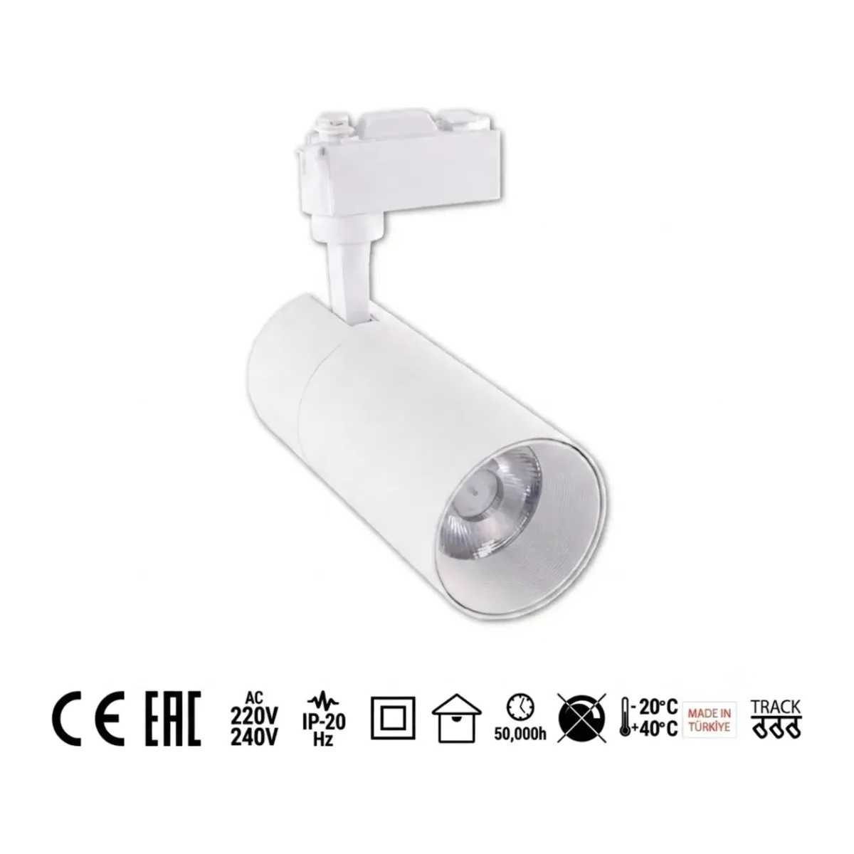 30W Alüminyum LED Ray Spot Armatür Beyaz Kasa 3000k Günışığı AD30-01100 - Görsel 3