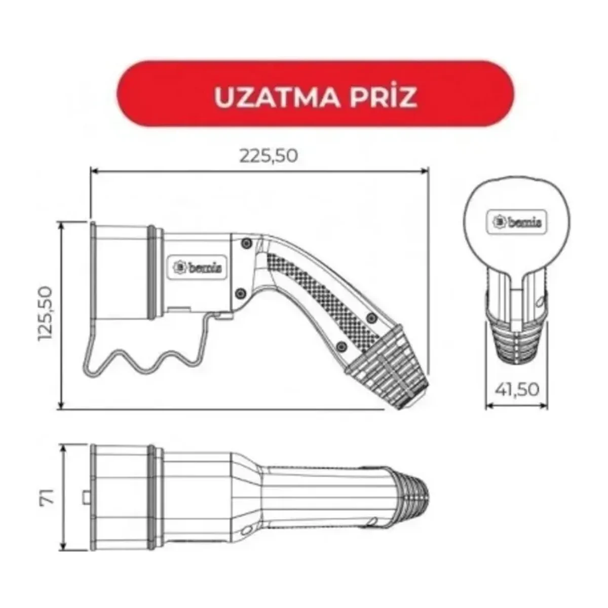 Elektrikli Araç Kablolu Şarj Seti BEV-5032-1205(Trifaze 32A 5Metre) - Görsel 5