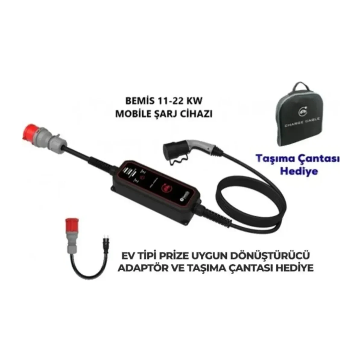 11 - 22 kw Pro Mobil Araç Şarj Aleti 5 Metre BEV-2331-0001 - Görsel 2