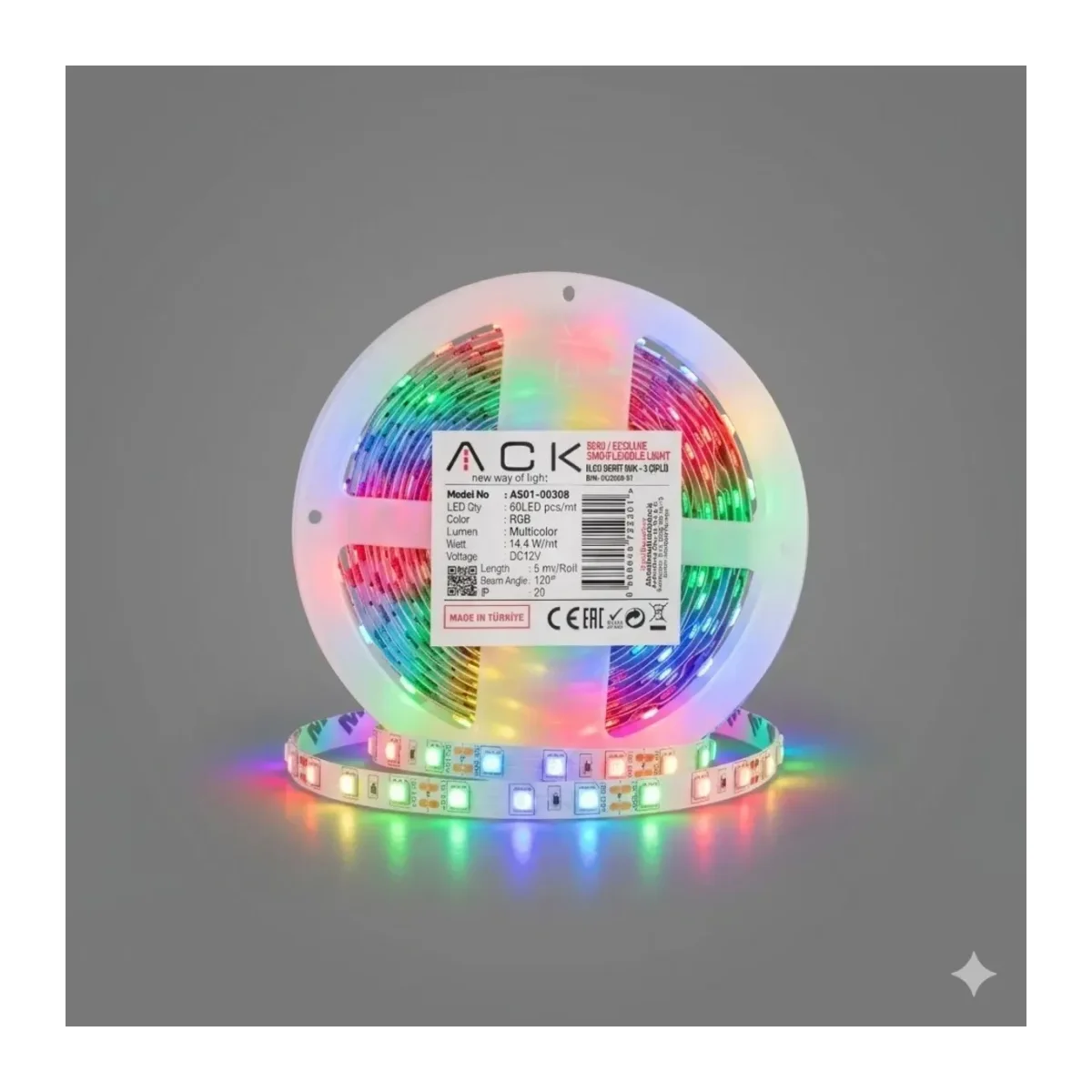 5 METRE RGB ŞERİT LED AYDINLATMA SETİ - 10A TRAFO + 1.5M FİŞLİ KABLO - HAZIR TAK ÇALIŞTIR - Görsel 2