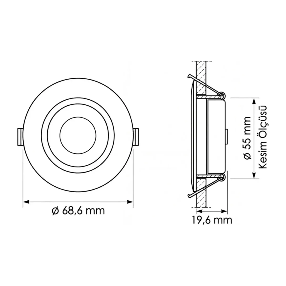 2.5W LED Mobil Spot - Gömme Tavan Spotu 6500K - Görsel 2