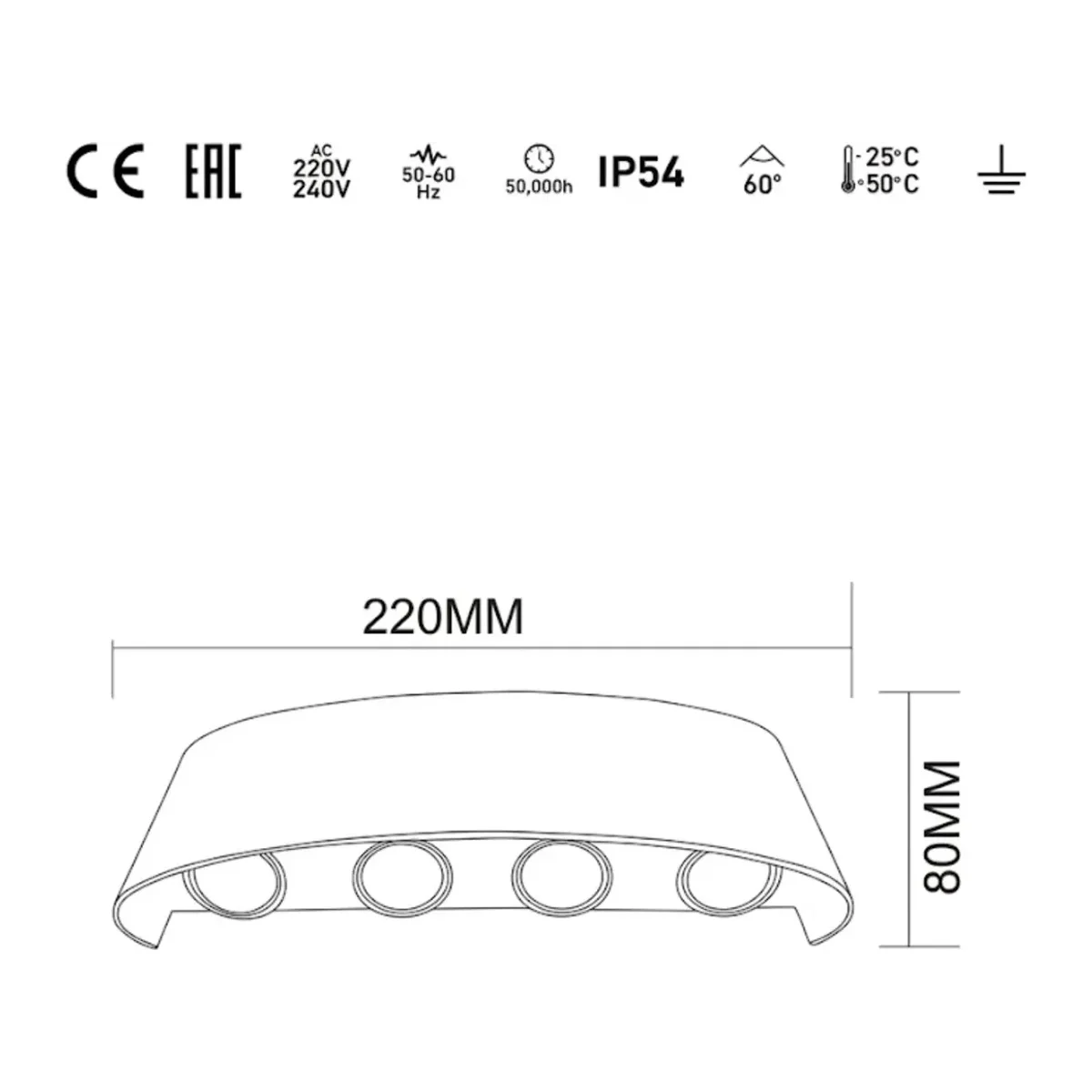 SİYAH KASA HAİTİ LED APLİK IP54 3000K 8*1W / SMD CHIP 50.000 SAAT KULLANIM ÖMRÜ - Görsel 3