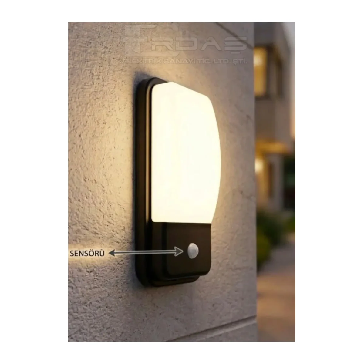 20W SENSÖRLÜ LED DUVAR APLİĞİ SİYAH 3000K IP65 - Görsel 2