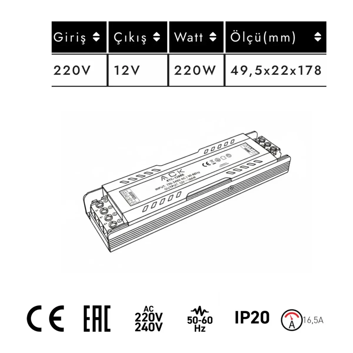 12V 16,5A LED Trafo - Görsel 2
