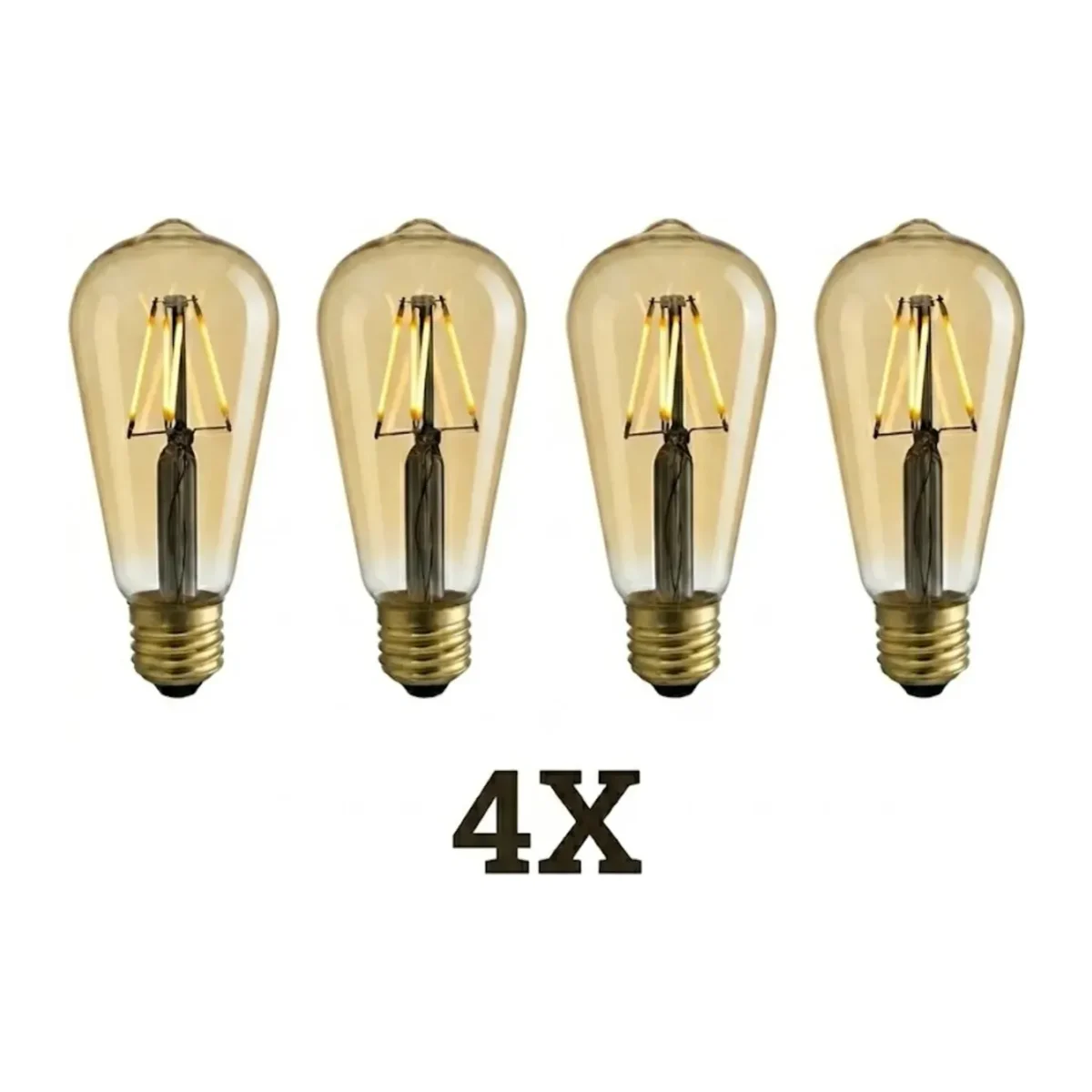 4W 220-240V E27 2200K ST64 LED RUSTIK AMPUL 4 ADET