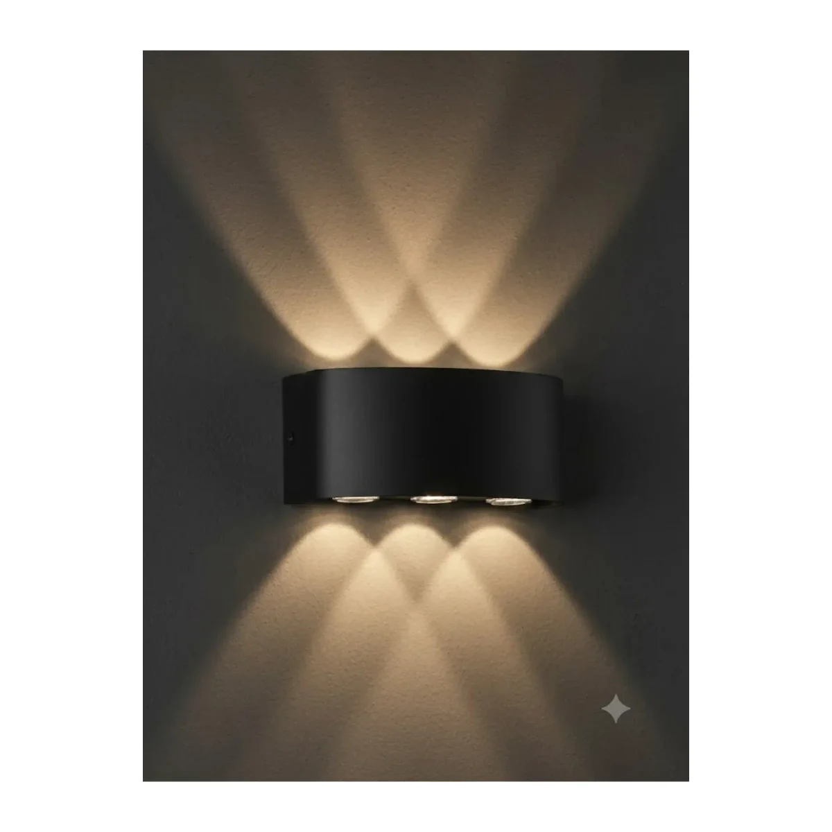 SİYAH KASA HAİTİ LED APLİK IP54 3000K 6*1W / SMD CHIP 50.000 SAAT KULLANIM ÖMRÜ 3 MERCEK - Görsel 2