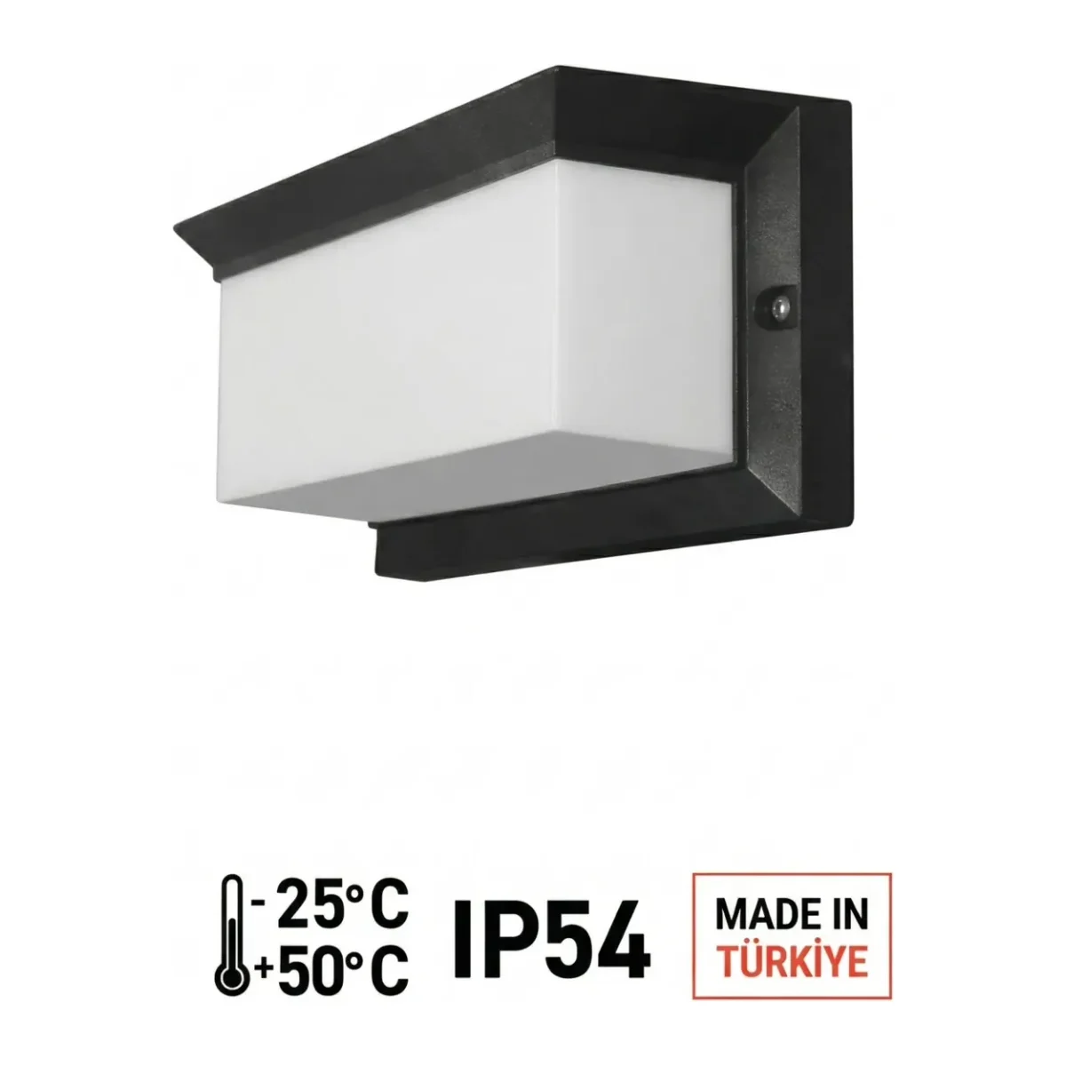 Lunar E27 Bahçe Duvar Apliği IP54 60W (120x120x250 mm) - Görsel 3