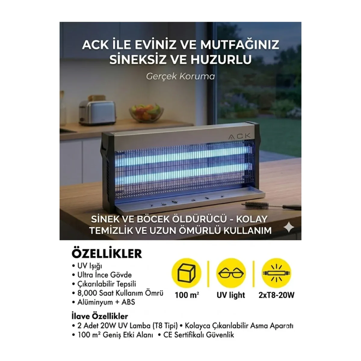 SİNEK CİHAZI HAŞERE ÖLDÜRÜCÜ ELECTRIC INSECT KILLER AG45-04000 100m2