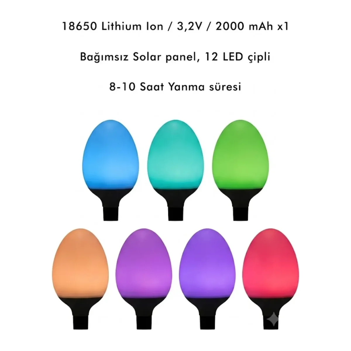 Solar PC LED Çim Armatürü RGB IP65 8W - Görsel 2