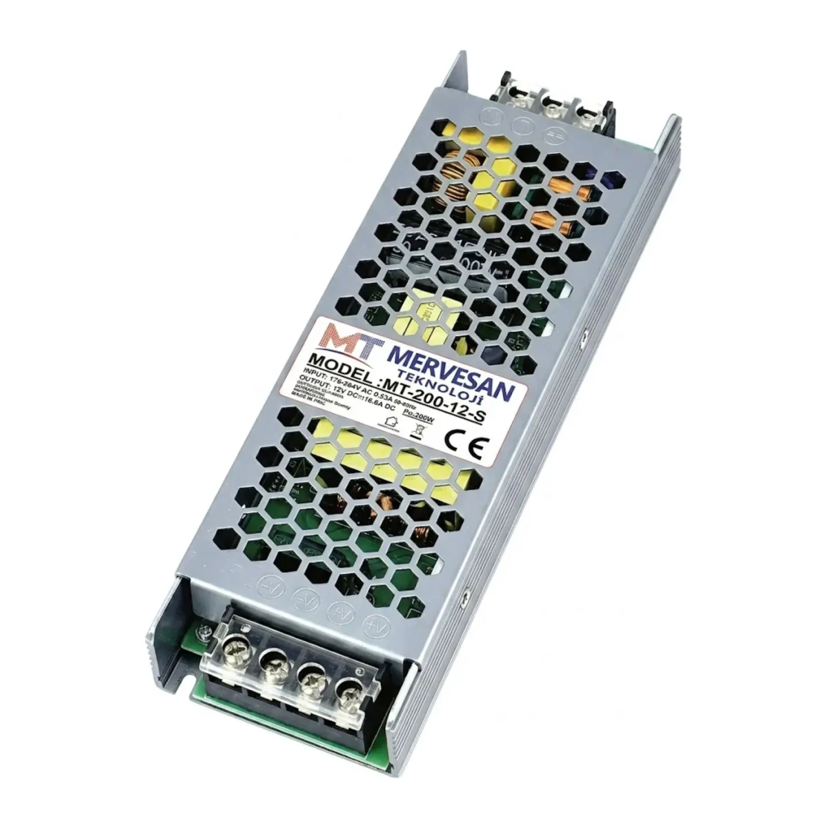 16.5 AMPER SLİM TRAFO MT-200-12-S 12 VDC 16.5 Amper (SMPS)