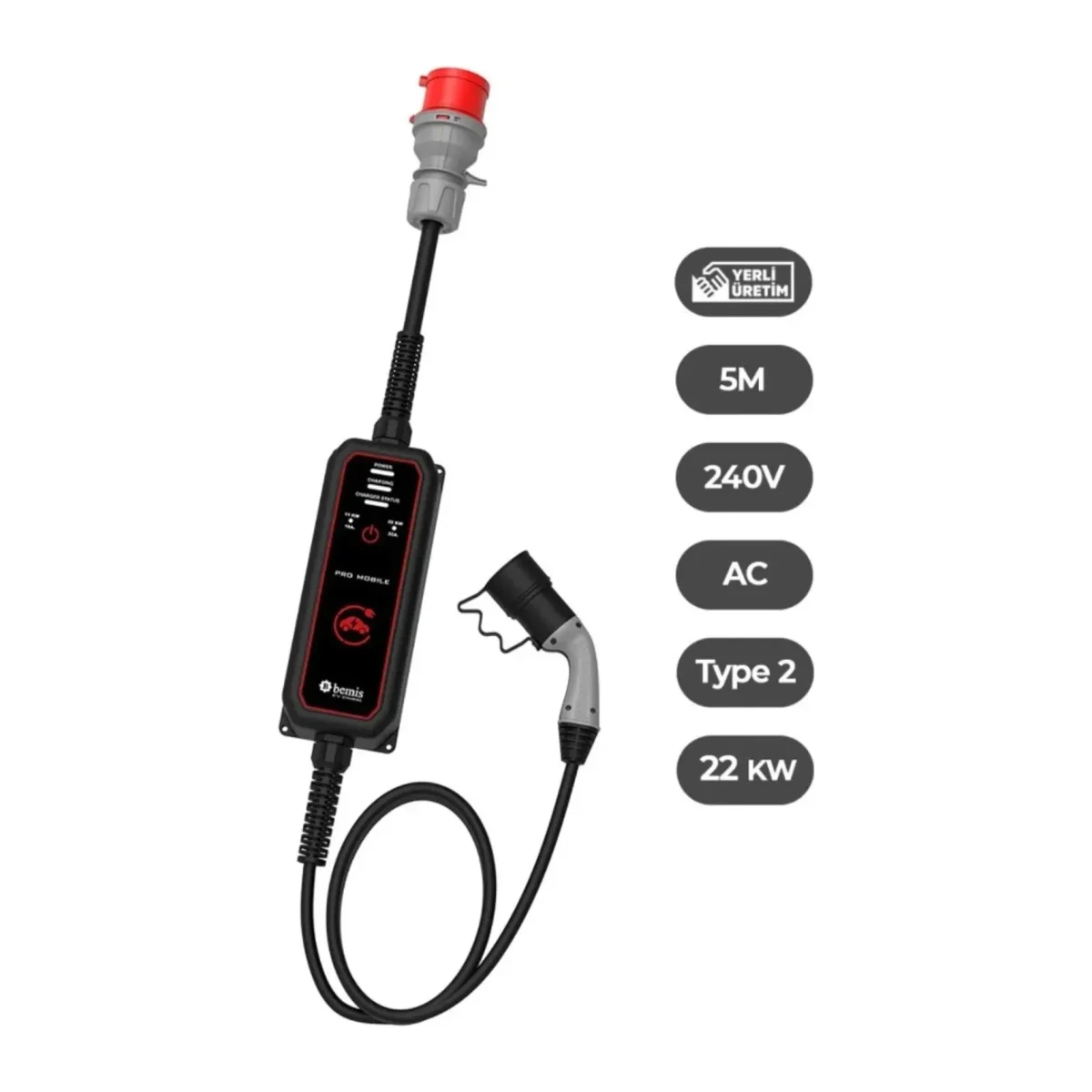 11 - 22 kw Pro Mobil Araç Şarj Aleti 5 Metre BEV-2331-0001