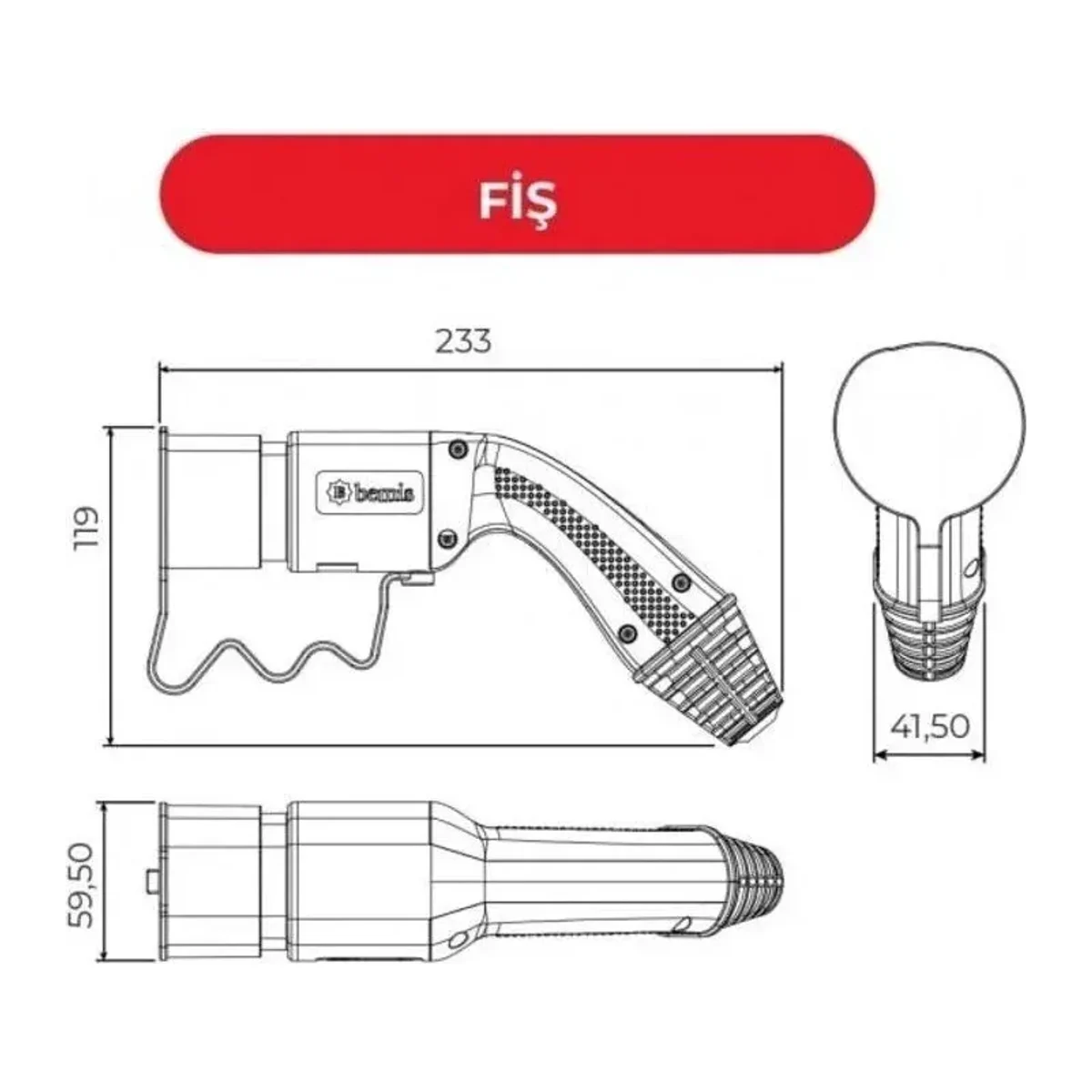 Elektrikli Araç Kablolu Şarj Seti BEV-5032-1205(Trifaze 32A 5Metre) - Görsel 2