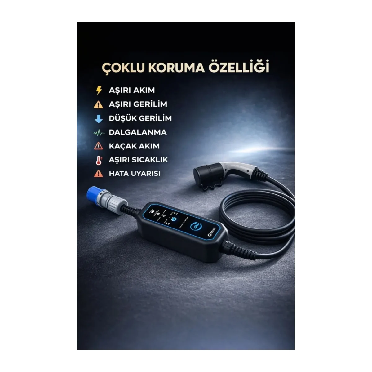 MONO MOBILE 5 METRE 3,7 - 7,4 KW (16A - 32A ÇANTA - 3/32A PRİZ, 1/16A FİŞ DÖNÜŞTÜRÜCÜ) - Görsel 3