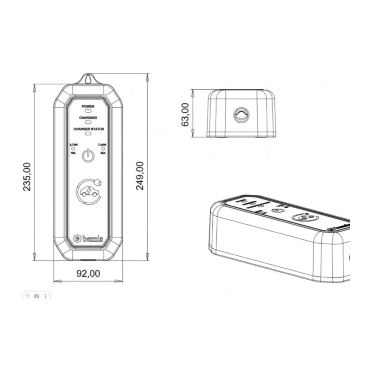 MONO MOBILE 5 METRE 3,7 - 7,4 KW (16A - 32A ÇANTA - 3/32A PRİZ, 1/16A FİŞ DÖNÜŞTÜRÜCÜ) - Görsel 2