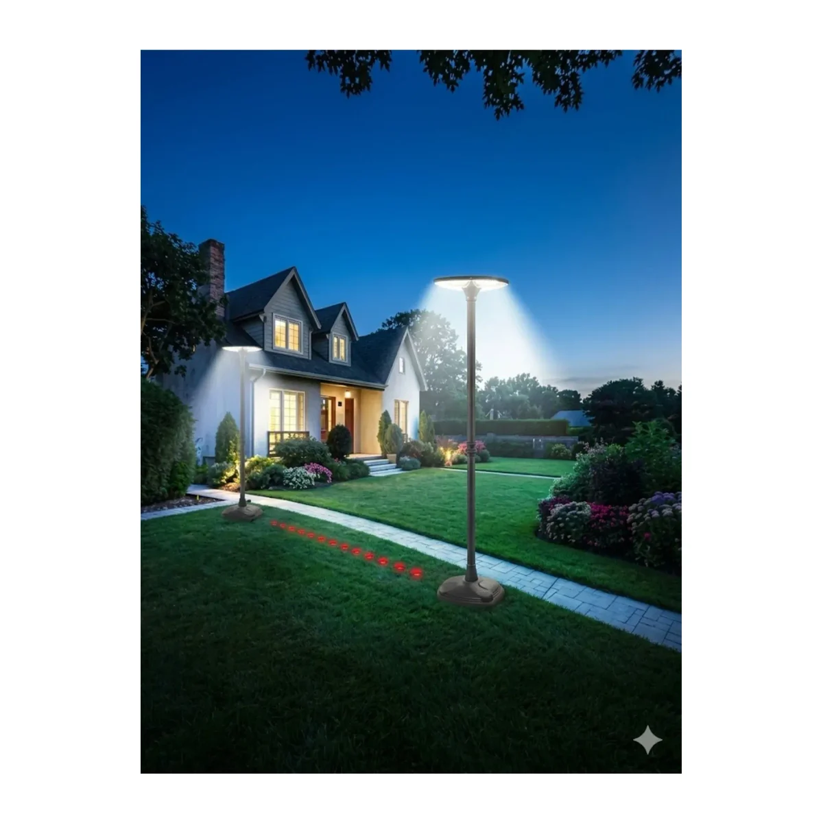 240W Solar Güneş Enerjili Bahçe Armatürü - 3 Renkli Ayarlanabilir Dış Mekan IP65 Aydınlatma