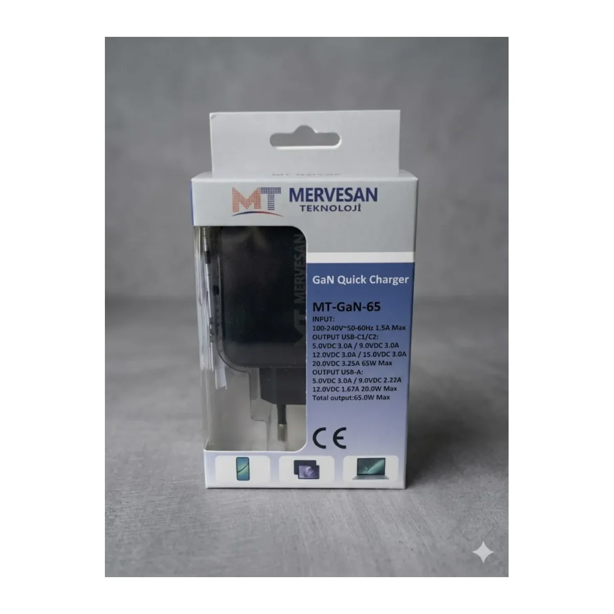 MT-GAN-65 HIZLI ŞARJ ADAPTÖRÜ 65W SİYAH