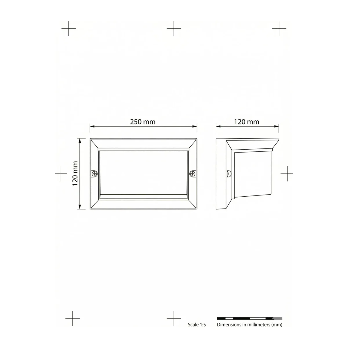 Lunar E27 Bahçe Duvar Apliği IP54 60W (120x120x250 mm) - Görsel 4