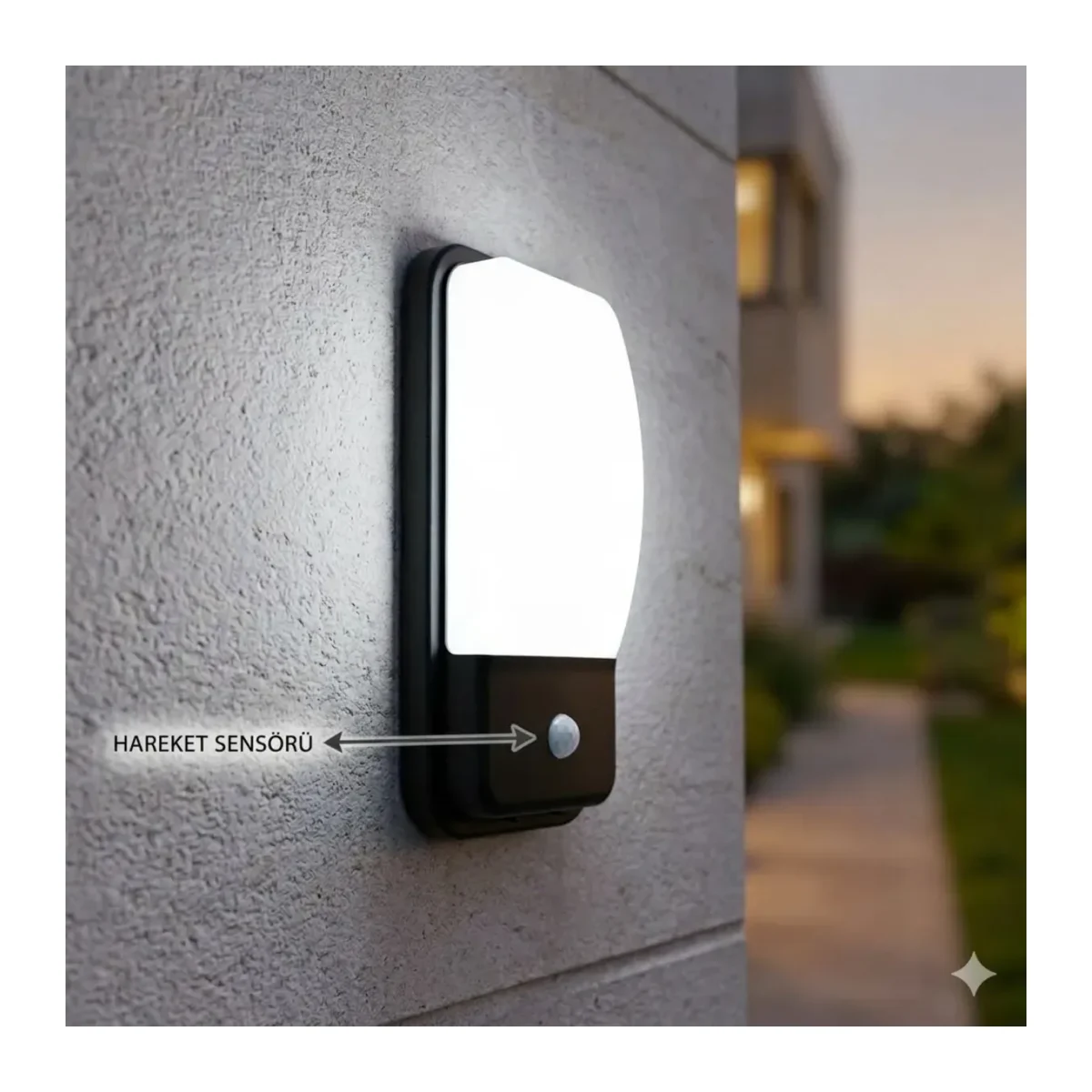 20W SENSÖRLÜ LED DUVAR APLİĞİ SİYAH 6500K IP65
