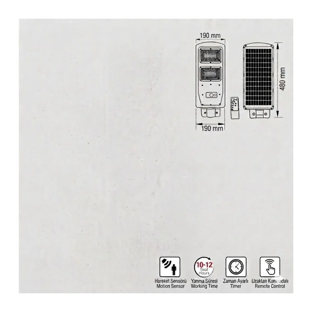 60W 6500K SOLAR SOKAK ARMATÜRÜ - Görsel 4
