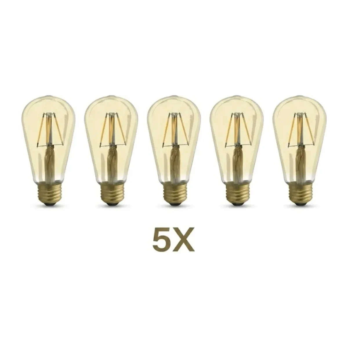 4W 220-240V E27 2200K ST64 LED RUSTIK AMPUL 5 ADET