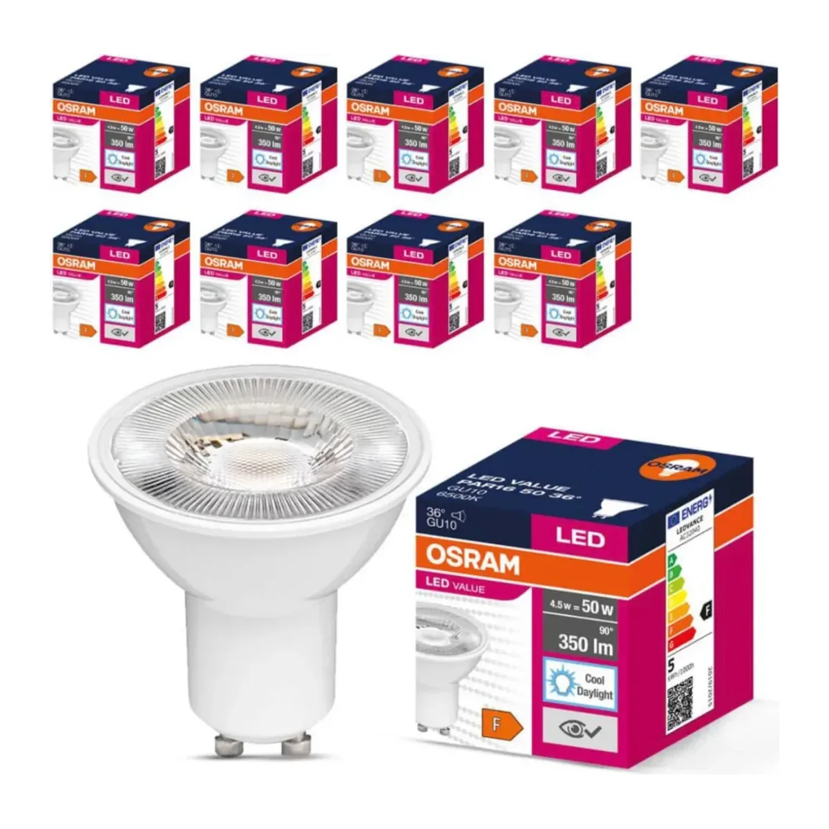 GU10 Led Ampul 4.5W 4000K Sıcak Beyaz (10 Adet)