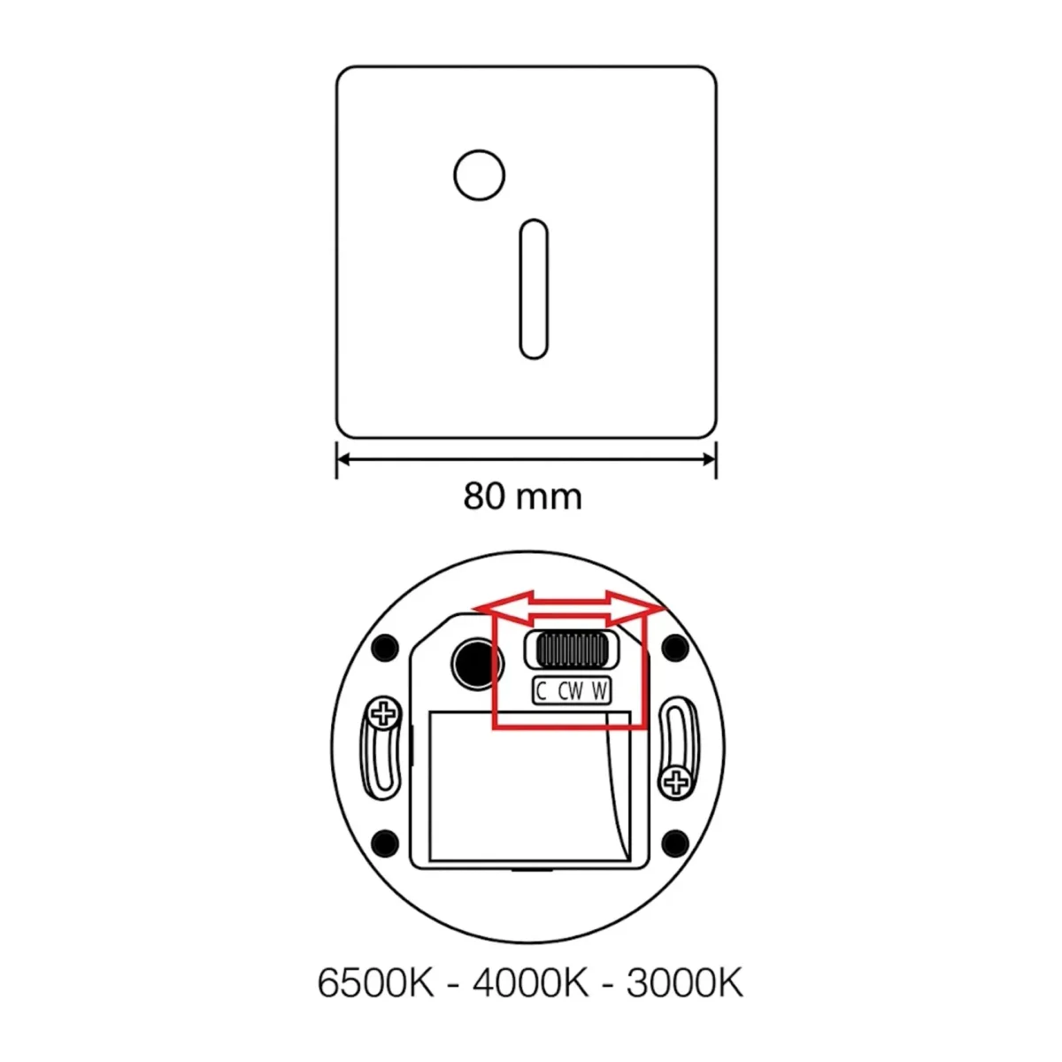 SENSÖRLÜ MERDİVEN ARMATÜRÜ 3 RENK CCT 3000K-4000K-65000K FÜME GRİ KASA KARE ÇERÇEVE DİK HÜZMELİ - Görsel 3