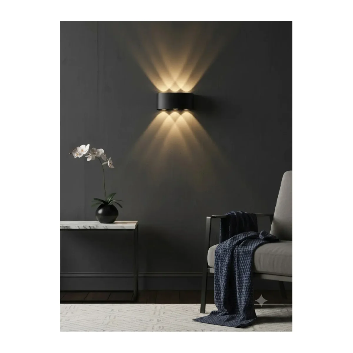 SİYAH KASA HAİTİ LED APLİK IP54 3000K 6*1W / SMD CHIP 50.000 SAAT KULLANIM ÖMRÜ 3 MERCEK