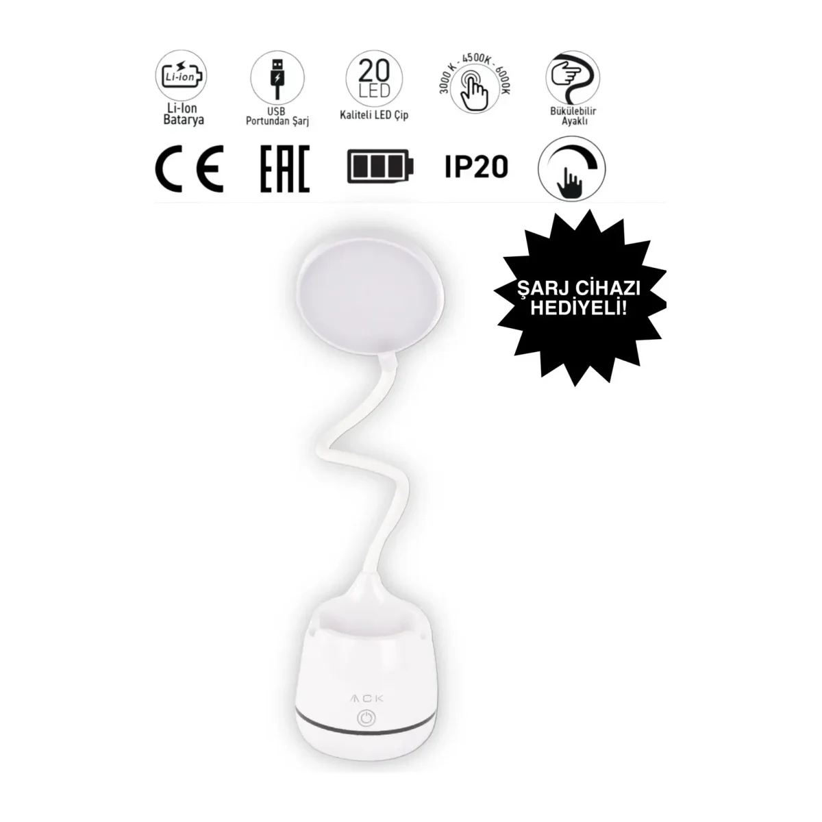 DOKUNMATİK DİMLİ LED MASA LAMBASI 2,5W