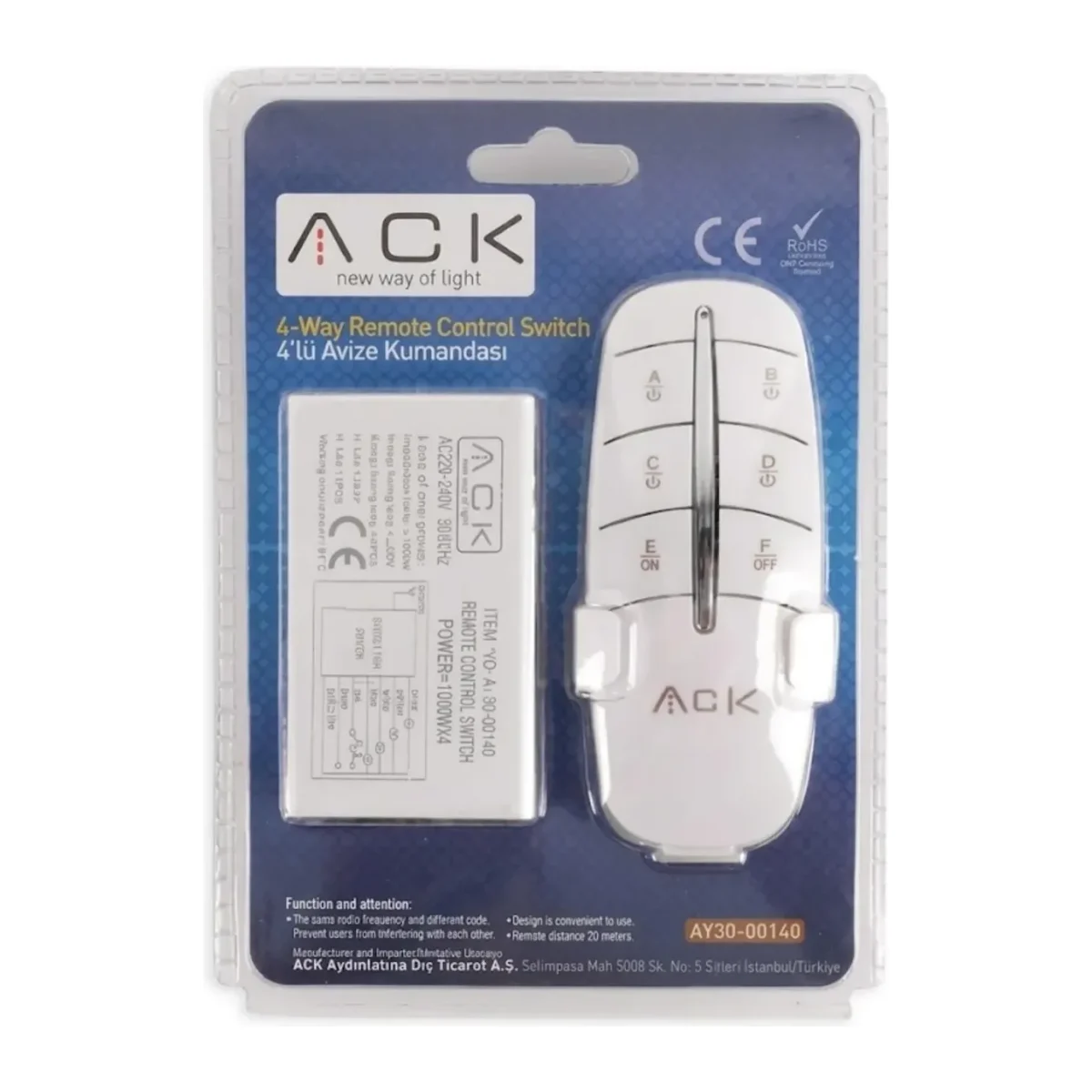 4 KANAL AVİZE KUMANDASI 220V