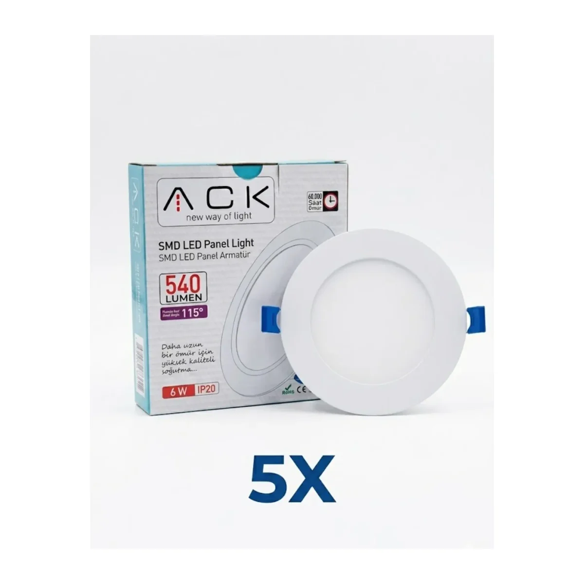 6W LED PANEL 6500K BEYAZ ISIK 5 ADET