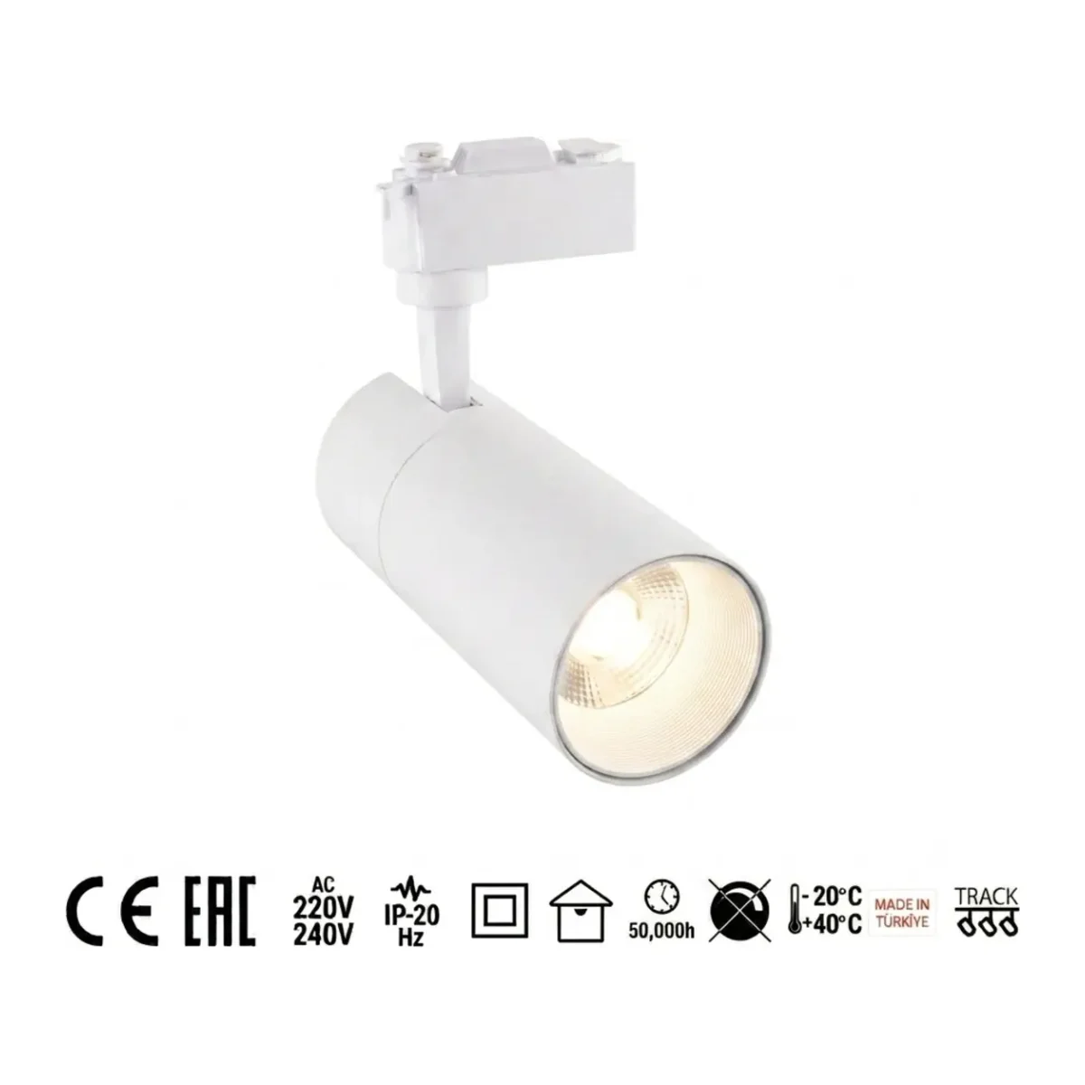 30W Alüminyum LED Ray Spot Armatür Beyaz Kasa 3000k Günışığı AD30-01100