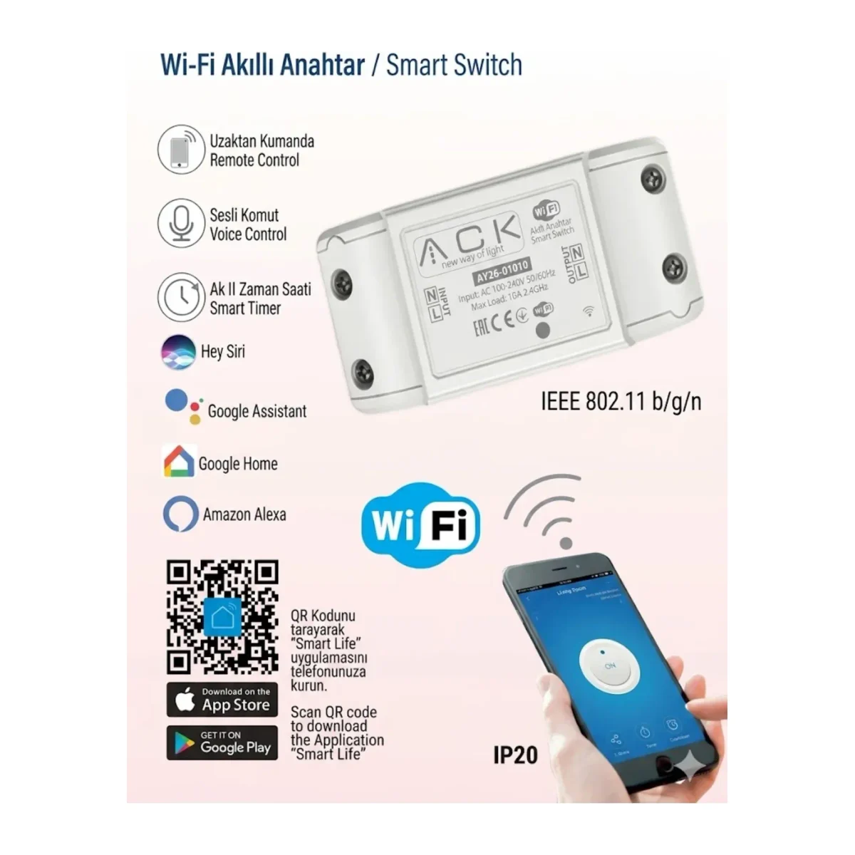 WIFI AKILLI ANAHTAR SMART SWİTCH 10 AMPER
