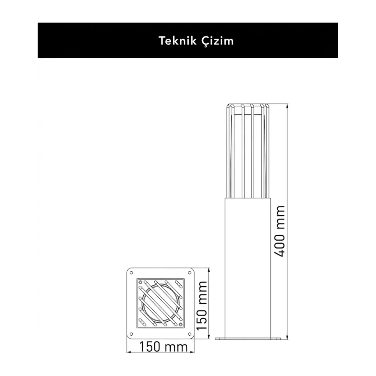 BAHÇE ARMATÜRÜ ASOS E27 MAX 60W 400MM - Görsel 3