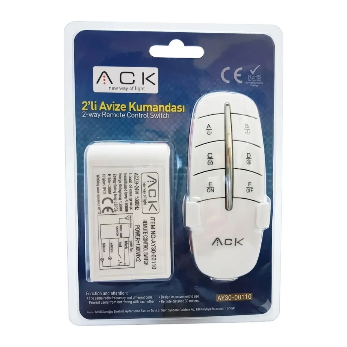 2 KANALLI AVİZE KUMANDASI 220V
