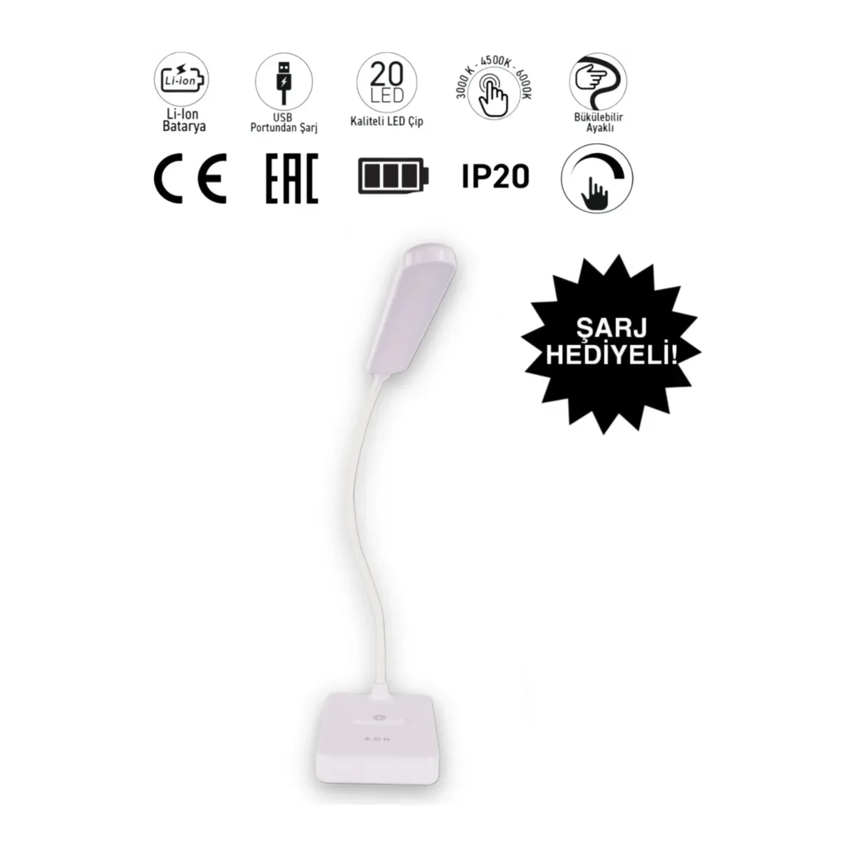 DOKUNMATİK DİMLİ LED MASA LAMBASI 2,5W